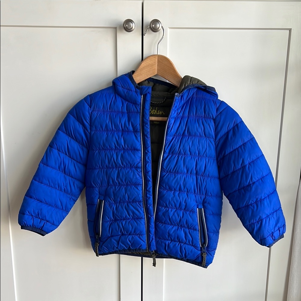 Mini Boden Blue Pack Away Jacket, size 4-5 Y